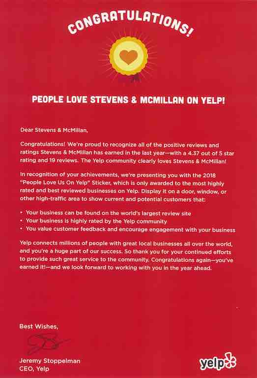 People love Stevens & McMillan on Yelp